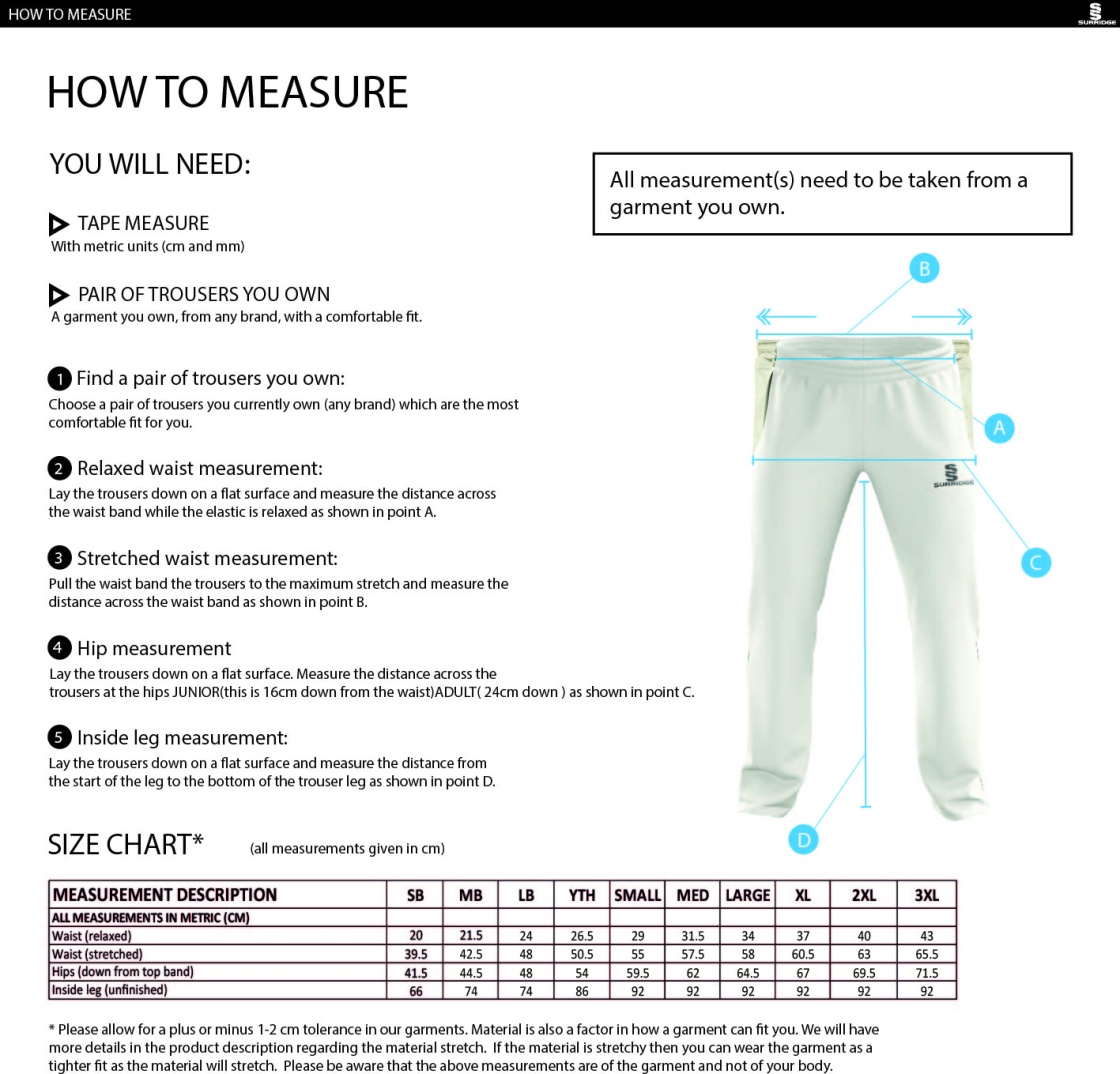 brodsworth main cc Standard Playing Pant - Size Guide