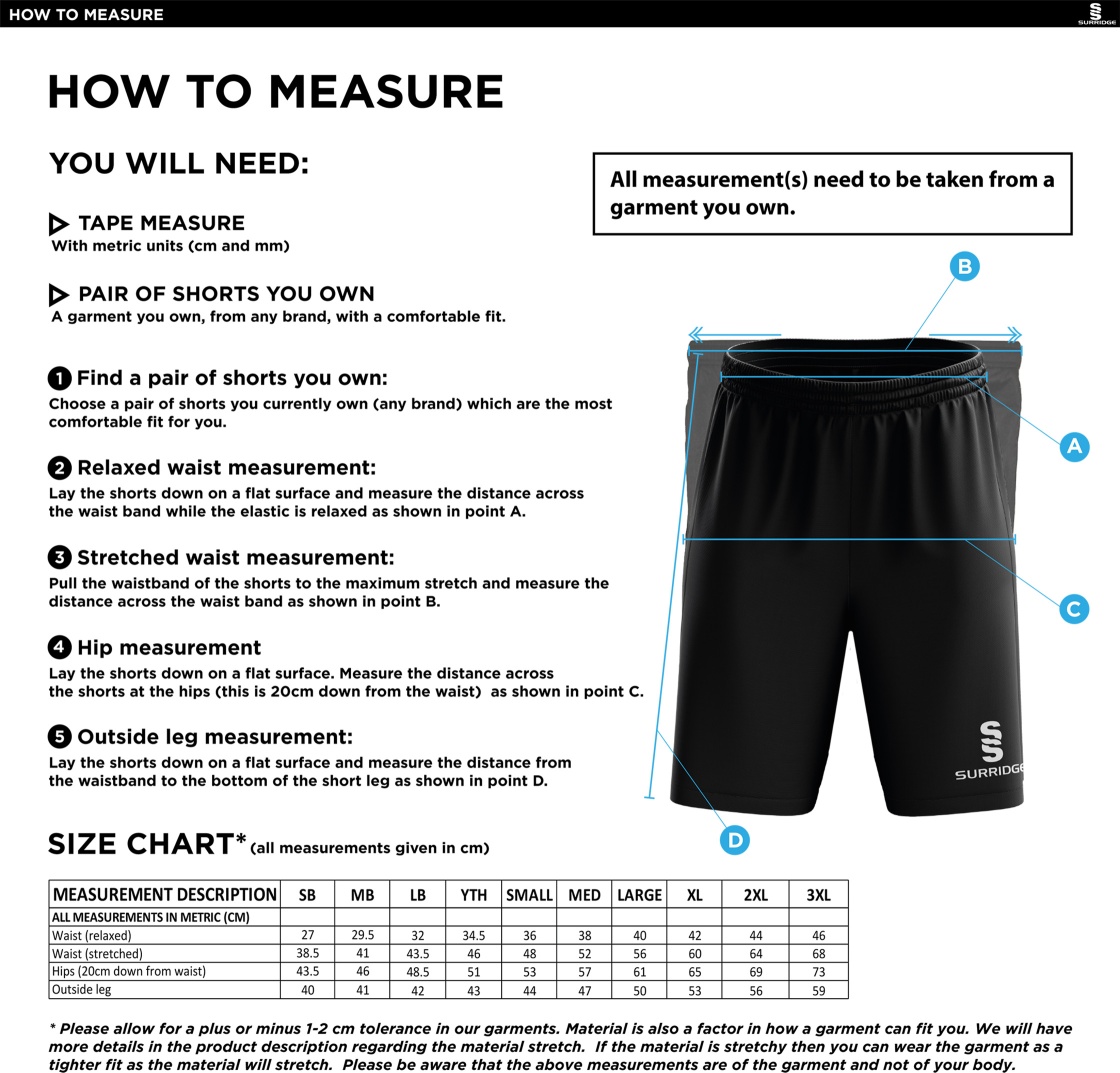 brodsworth main cc Ripstop Pocketed Shorts - Black - Size Guide