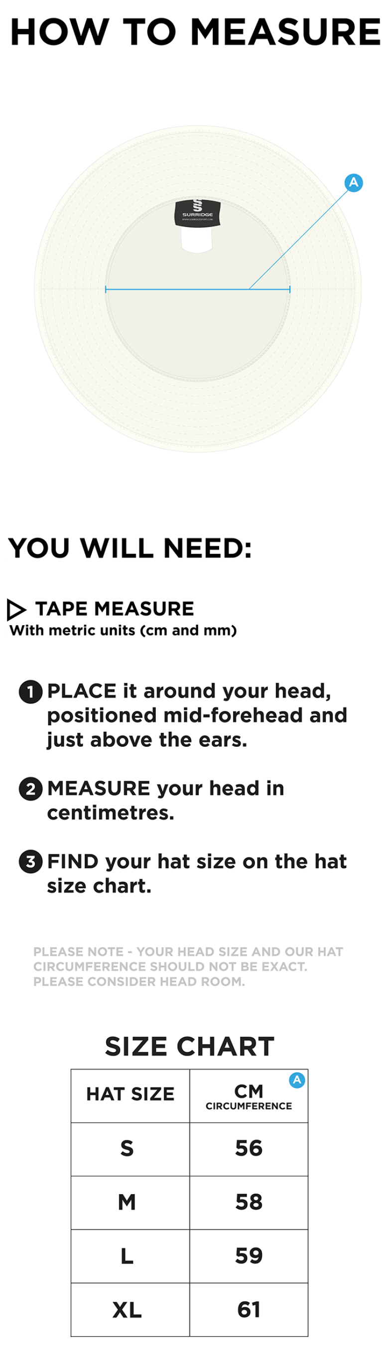 brodsworth main cc Floppy Hat - Ivory - Size Guide